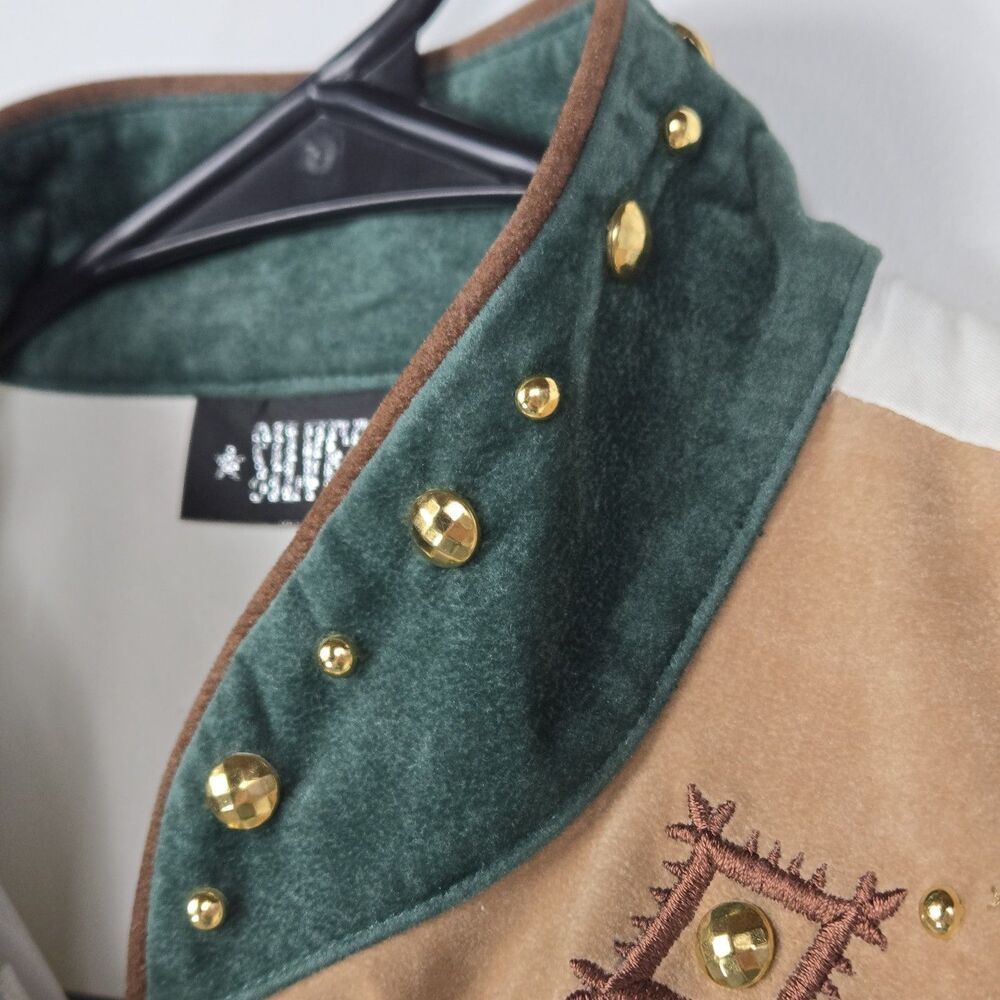 Vintage Silver Mesa Size Medium Embroidered Studded Button Up Western Shirt - Picture 4 of 9